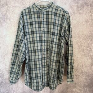 Vtg. LL Bean Size LargeReg Mandarin Collar Plaid Long Sleeve Button Down Shirt